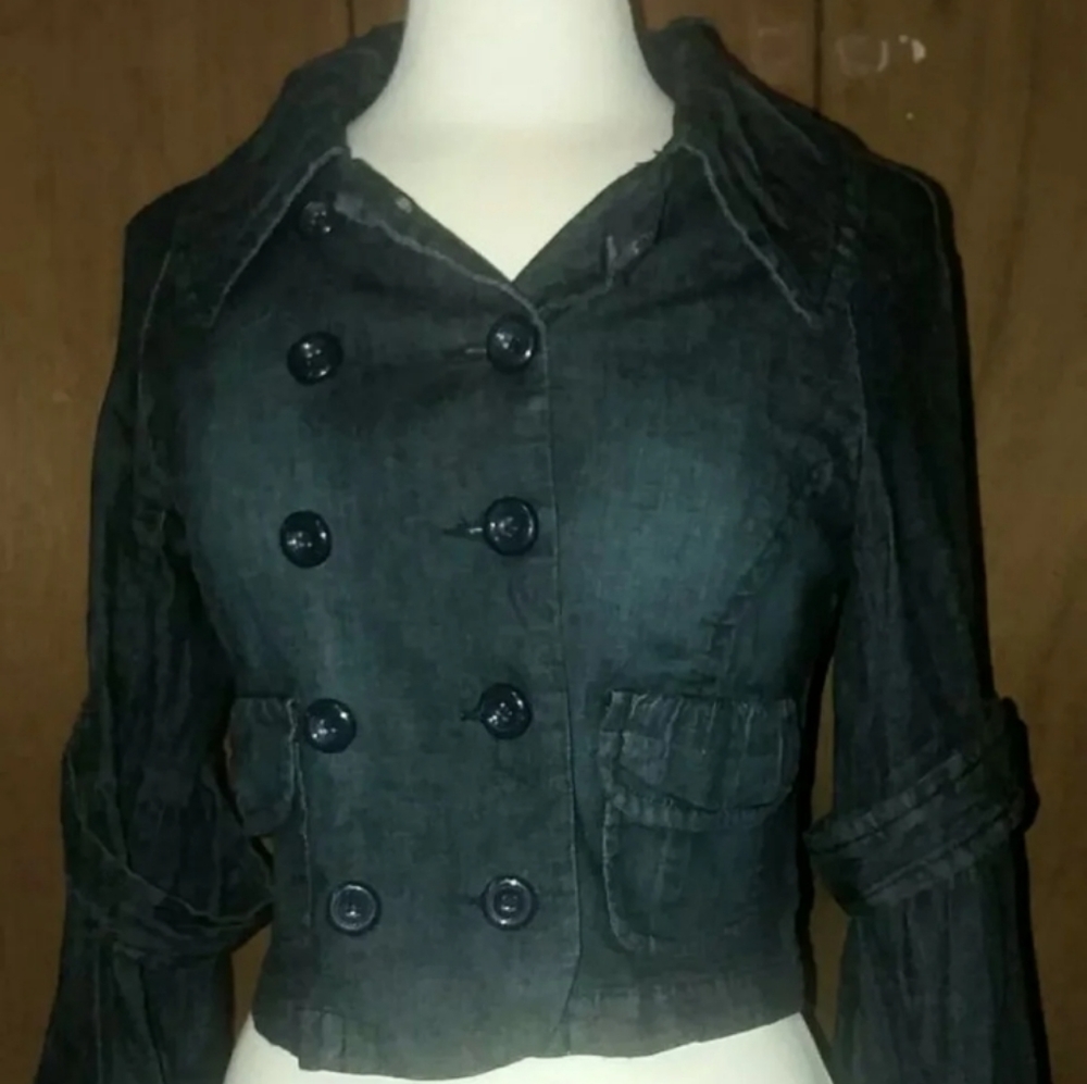 Candies Denim Button Front Jacket M Medium Bell Sleeves 90s Y2K Goth Punk
